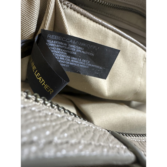 Rebecca Minkoff Gabby Leather Satchel Tote Large Shoulder Bag Beige Clean Lined - Picture 4 of 16
